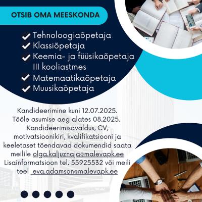 Kohtla-Järve Maleva Põhikool otsib oma meeskonda...